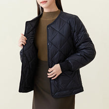 Load image into Gallery viewer, New Rhombus Sewing Cotton Coat Winter Warm Round-neck Jacket With Pockets Lightweight Outerwear For Women's Clothing