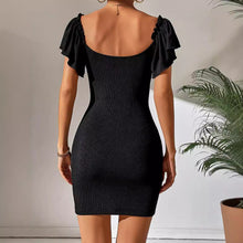 Load image into Gallery viewer, Women's Deep V-neck Thread Sunken Stripe Dress
