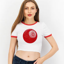 Load image into Gallery viewer, Women's Cropped Slim-fit Short-sleeved T-shirt