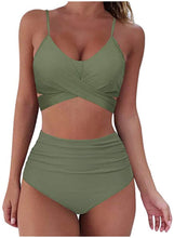 Load image into Gallery viewer, Women Sexy Soild Print Bikini Set Push Up Bathing Swimwear