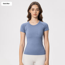 Load image into Gallery viewer, Women's Short Sleeve Round Neck Sports Running Fitness Top