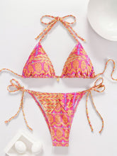 Load image into Gallery viewer, Women Printed Lace-up Bikini Split Swimsuit Swimwear