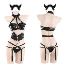 Load image into Gallery viewer, Dark Night Little Devil Garter Sexy Lingerie Split Underwear Women's