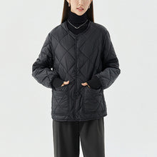 Load image into Gallery viewer, New Rhombus Sewing Cotton Coat Winter Warm Round-neck Jacket With Pockets Lightweight Outerwear For Women's Clothing