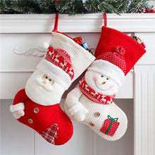 Load image into Gallery viewer, Large Red White Knitted Christmas Stocking Santa Claus Fireplace Decor Socks Xmas Gift Bags Candy Holder Decor For Home