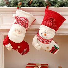 Load image into Gallery viewer, Large Red White Knitted Christmas Stocking Santa Claus Fireplace Decor Socks Xmas Gift Bags Candy Holder Decor For Home