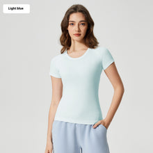 Load image into Gallery viewer, Women's Short Sleeve Round Neck Sports Running Fitness Top