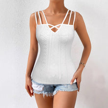 Load image into Gallery viewer, Summer Sleeveless Women's Solid Color Jacquard Camisole Pullover With Hollowed Out Top