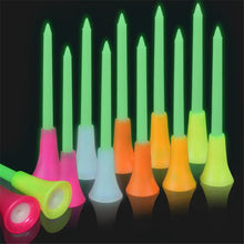 Load image into Gallery viewer, 50pcs  Glow in The Dark Golf Tees for Night Sports Fluorescent Rubber Golf Tee Bright Light Up Luminous Balls Mixed Colors