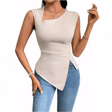 Load image into Gallery viewer, Irregular Women's T-shirt Diagonal Collar Sleeveless