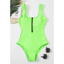 Load image into Gallery viewer, Ladies zipper sexy one-piece printed swimsuit women swimwear