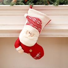 Load image into Gallery viewer, Large Red White Knitted Christmas Stocking Santa Claus Fireplace Decor Socks Xmas Gift Bags Candy Holder Decor For Home