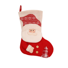 Load image into Gallery viewer, Large Red White Knitted Christmas Stocking Santa Claus Fireplace Decor Socks Xmas Gift Bags Candy Holder Decor For Home