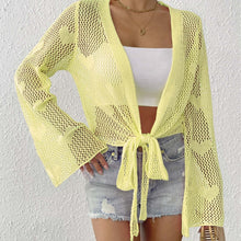 Load image into Gallery viewer, Cardigan Women's Clothes Lace-up Bow Bell Sleeve