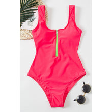 Load image into Gallery viewer, Ladies zipper sexy one-piece printed swimsuit women swimwear