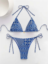 Load image into Gallery viewer, Women Printed Lace-up Bikini Split Swimsuit Swimwear