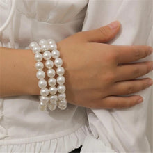 Load image into Gallery viewer, 10 Pcs Imitation pearls Bracelet Set for Women Beaded Stretch Strand Bracelets for Bridesmaid,Bridal,Party Jewelry