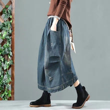 Load image into Gallery viewer, Vintage Denim Skirt Women's Elegant Long Dress Loose Skirt Women's