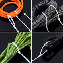 Load image into Gallery viewer, 200Pcs Nylon Cable Ties Adjustable Self-locking Cord Ties Straps Fastening Loop Reusable Plastic Wire Ties For Home Office