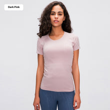 Load image into Gallery viewer, Women's Short Sleeve Round Neck Sports Running Fitness Top