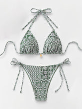 Load image into Gallery viewer, Women Printed Lace-up Bikini Split Swimsuit Swimwear
