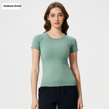 Load image into Gallery viewer, Women's Short Sleeve Round Neck Sports Running Fitness Top
