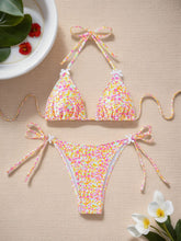 Load image into Gallery viewer, Women Printed Lace-up Bikini Split Swimsuit Swimwear