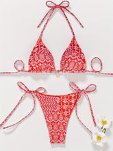 Load image into Gallery viewer, Women Printed Lace-up Bikini Split Swimsuit Swimwear