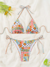 Load image into Gallery viewer, Women Printed Lace-up Bikini Split Swimsuit Swimwear