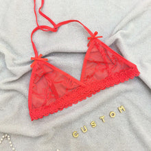 Load image into Gallery viewer, Custom Lingerie Set For Women Thong Panties Bra Set With Name Rhinestone Customized Thongs Personalized G-String Jewelry Gift
