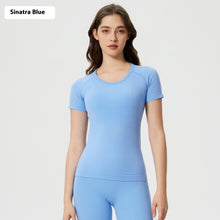 Load image into Gallery viewer, Women's Short Sleeve Round Neck Sports Running Fitness Top