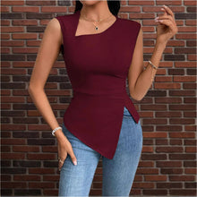 Load image into Gallery viewer, Irregular Women's T-shirt Diagonal Collar Sleeveless