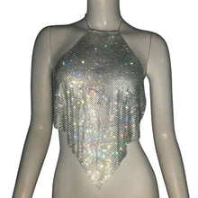 Load image into Gallery viewer, European And American Metal Sequins Sexy Suspenders Hot Girls Rhinestone Halter Spaghetti Straps Tops