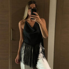Load image into Gallery viewer, Women's Solid Color Swing Collar Design Tassel Suspender Vest