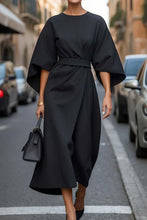 Load image into Gallery viewer, Loose Batwing Sleeve Dress Fashion Waist-tighted Solid Color Elegant Dresses For Women Clothing