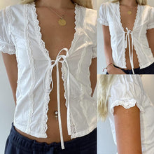 Load image into Gallery viewer, Lace-up Cropped Solid Color Cardigan Top