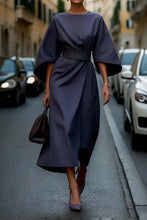 Load image into Gallery viewer, Loose Batwing Sleeve Dress Fashion Waist-tighted Solid Color Elegant Dresses For Women Clothing