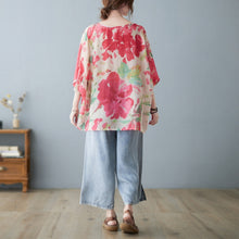 Load image into Gallery viewer, Retro Large Flower Loose Plus Size Fat Short Sleeve T-shirt