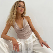 Load image into Gallery viewer, Women's Solid Color Swing Collar Design Tassel Suspender Vest