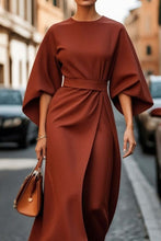 Load image into Gallery viewer, Loose Batwing Sleeve Dress Fashion Waist-tighted Solid Color Elegant Dresses For Women Clothing