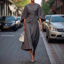 Load image into Gallery viewer, Loose Batwing Sleeve Dress Fashion Waist-tighted Solid Color Elegant Dresses For Women Clothing
