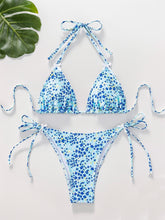 Load image into Gallery viewer, Women Printed Lace-up Bikini Split Swimsuit Swimwear