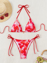 Load image into Gallery viewer, Women Printed Lace-up Bikini Split Swimsuit Swimwear