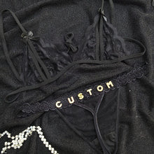 Load image into Gallery viewer, Custom Lingerie Set For Women Thong Panties Bra Set With Name Rhinestone Customized Thongs Personalized G-String Jewelry Gift