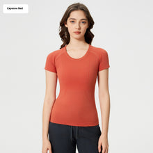Load image into Gallery viewer, Women's Short Sleeve Round Neck Sports Running Fitness Top