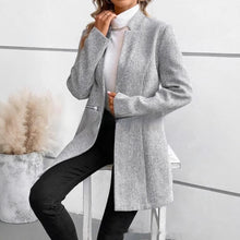 Load image into Gallery viewer, European And American Leisure Vertical Pattern Women's Woolen Jacket Zipper
