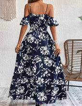 Load image into Gallery viewer, Flower Print Split Suspender Dress With Lace-up Design Summer Fashion Long Dresses Beach Clothing For Women