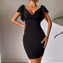 Load image into Gallery viewer, Women's Deep V-neck Thread Sunken Stripe Dress