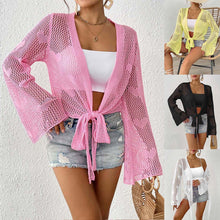 Load image into Gallery viewer, Cardigan Women's Clothes Lace-up Bow Bell Sleeve