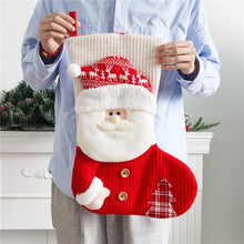 Load image into Gallery viewer, Large Red White Knitted Christmas Stocking Santa Claus Fireplace Decor Socks Xmas Gift Bags Candy Holder Decor For Home
